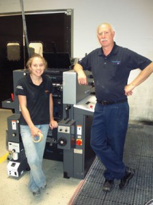 Carly Herb and Marty Cash with the new Heidelberg Printmaster