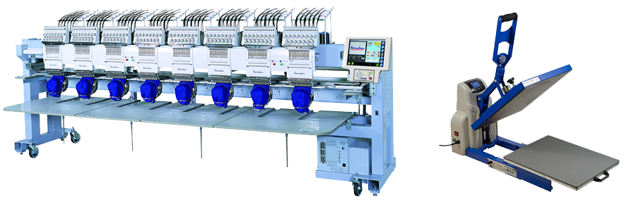 Barudan Embroidery Machine and Heat Transfer Press